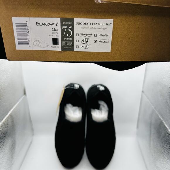 Size 7.5 - Bearpaw Max Black II (011) Womens Slip In Suede Shoe - Picture 6 of 6